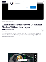 'Zcash Not a Trade': Former US Advisor Clashes With Arthur Hayes - U.Today