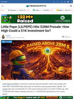 Little Pepe (LILPEPE) Hits $28M Presale: How High Could a $1K Investment Go? - TheNewsCrypto