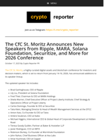 The CfC St. Moritz Announces New Speakers from Ripple, MARA, Solana Foundation, Securitize, and More for 2026 Conference