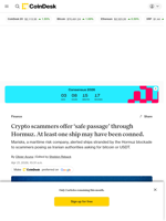 Bitcoin, USDT ‘safe passage’ scam hits Hormuz as one ship reportedly duped and fired upon