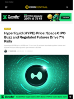 Hyperliquid (HYPE) Price: SpaceX IPO Buzz and Regulated Futures Drive 7% Rally - CoinCentral