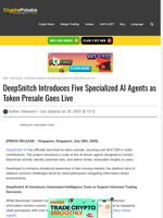 DeepSnitch Introduces Five Specialized AI Agents as Token Presale Goes Live