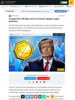 Trump’s first 100 days ‘worst in history’ despite crypto promises