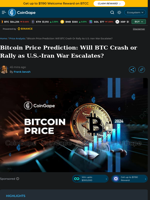 Bitcoin Price Prediction: Will BTC Crash or Rally as U.S.-Iran War Escalates?