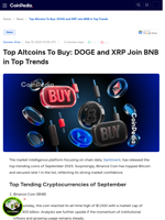 Top Altcoins To Buy: DOGE and XRP Join BNB in Top Trends