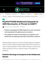 PayPal PYUSD Stablecoin Expands to 20M Merchants
