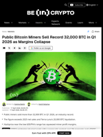 Public Miners Liquidate More Bitcoin in Q1 2026 Than All of 2025