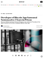 Developer of Bitcoin App Samourai Sentenced to 5 Years in Prison - Decrypt