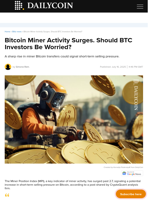 Bitcoin Miner Activity Surges. Should BTC Investors Be Worried?  - DailyCoin