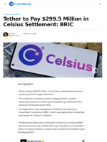 Tether to Pay $299.5 Million in Celsius Settlement: BRIC
