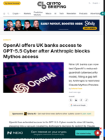 OpenAI offers UK banks access to GPT-5.5 Cyber after Anthropic blocks Mythos access