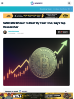 $200,000 Bitcoin 'Is Real' By Year-End, Says Top Researcher