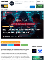 BtcTurk Halts Withdrawals After Suspected $48M Hack | Live Bitcoin News