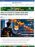 Shiba Inu Poised for Uptober Rally With Exchange Supply at Lowest Since 2023