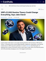 XRP’s $1,000 Domino Theory Could Change Everything, Says Jake Claver 