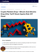 Crypto Markets Drop—Bitcoin And Altcoins Drop After Tariff Shock Sparks Risk-Off Mood