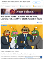 Wall Street Ponke Launches with AI Tools, Learning Hub, and Over $300K Raised in Hours - TheNewsCrypto