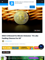 MSCI Criticized For Bitcoin Omission: “It’s Like Faulting Chevron For Oil”