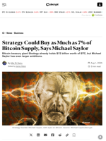 Strategy Could Buy as Much as 7% of Bitcoin Supply, Says Michael Saylor - Decrypt