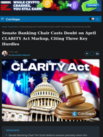 Senate Banking Chair Casts Doubt on April CLARITY Act Markup, Citing Three Key Hurdles