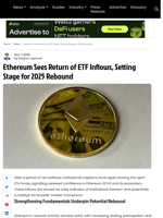 Ethereum Sees Return of ETF Inflows, Setting Stage for 2025 Rebound
