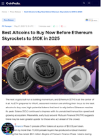 Best Altcoins to Buy Now Before Ethereum Skyrockets to $10K in 2025 - Mutuum Finance , ETH, SOL.