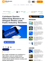 Coinbase Denies Attacking Binance as Alleged Media Leak Fuels Industry Tensions – Exchanges Bitcoin News