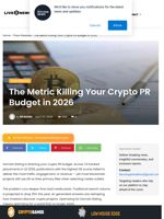 The Metric Killing Your Crypto PR Budget in 2026 | Live Bitcoin News
