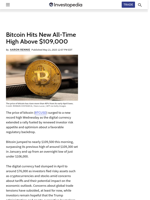 Bitcoin Hits New All-Time High Above $109,000
