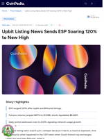 Upbit Listing News Sends ESP Soaring 120% to New High