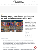 Federal judge rules Google must ensure ad tech tools interoperate with rivals