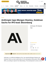 Anthropic taps Morgan Stanley, Goldman Sachs for IPO lead: Bloomberg
