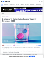 3 Altcoins To Watch In the Second Week Of November 2025