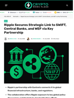 Ripple Secures Strategic Link to SWIFT, Central Banks, and WEF via Key Partnership - Crypto News Flash