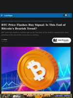 BTC Price Flashes Buy Signal: Is This End of Bitcoin's Bearish Trend?