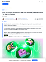 Ava AI Rises 14% Amid Declines | Meme Coins To Watch Today