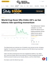 World Cup fever lifts Chiliz 28% as fan tokens ride sporting momentum