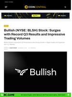 Bullish (BLSH) Stock: Surges with Record Q3 Results and Impressive Trading Volumes