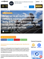 INEMiner is an authoritatively certified mining platform with daily BTC mining income of up to $8,000. After registration, you can get $100 for free. | Live Bitcoin News
