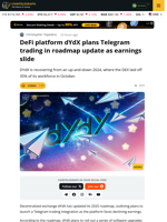 DYdX Shares Roadmap with Telegram Trading as Earnings Fall