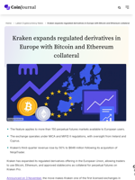 Kraken expands regulated derivatives in Europe with Bitcoin and Ethereum collateral - CoinJournal