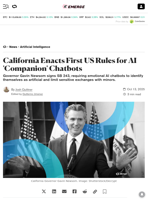 California Enacts First US Rules for AI 'Companion' Chatbots - Decrypt