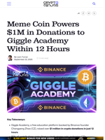 Meme Coin Powers $1M in Donations to Giggle Academy Within 12 Hours