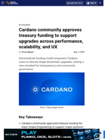 Cardano community approves treasury funding to support upgrades across performance, scalability, and UX