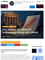 SEC Directs XRP Spot ETF Withdrawal Along with Others | Live Bitcoin News