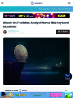 Bitcoin On The Brink: Analyst Warns This Key Level Must Hold