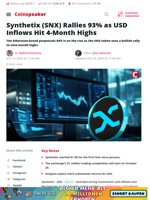 Synthetix (SNX) Rallies 93% as USD Inflows Hit 4-Month Highs - Coinspeaker