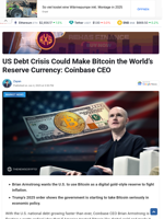 US Debt Crisis Could Make Bitcoin the World's Reserve Currency: Coinbase CEO
