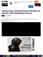 Satoshi May Outrank Warren Buffett As World's 10th Wealthiest Person