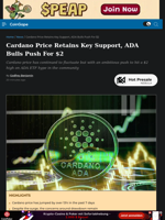 Cardano Price Retains Key Support, ADA Bulls Push For $2